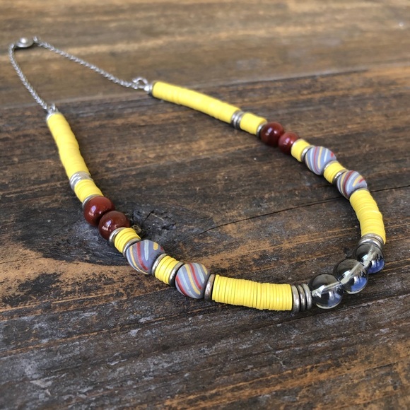 Short Yellow Tribal Quartz Necklace - Picture 2 of 5